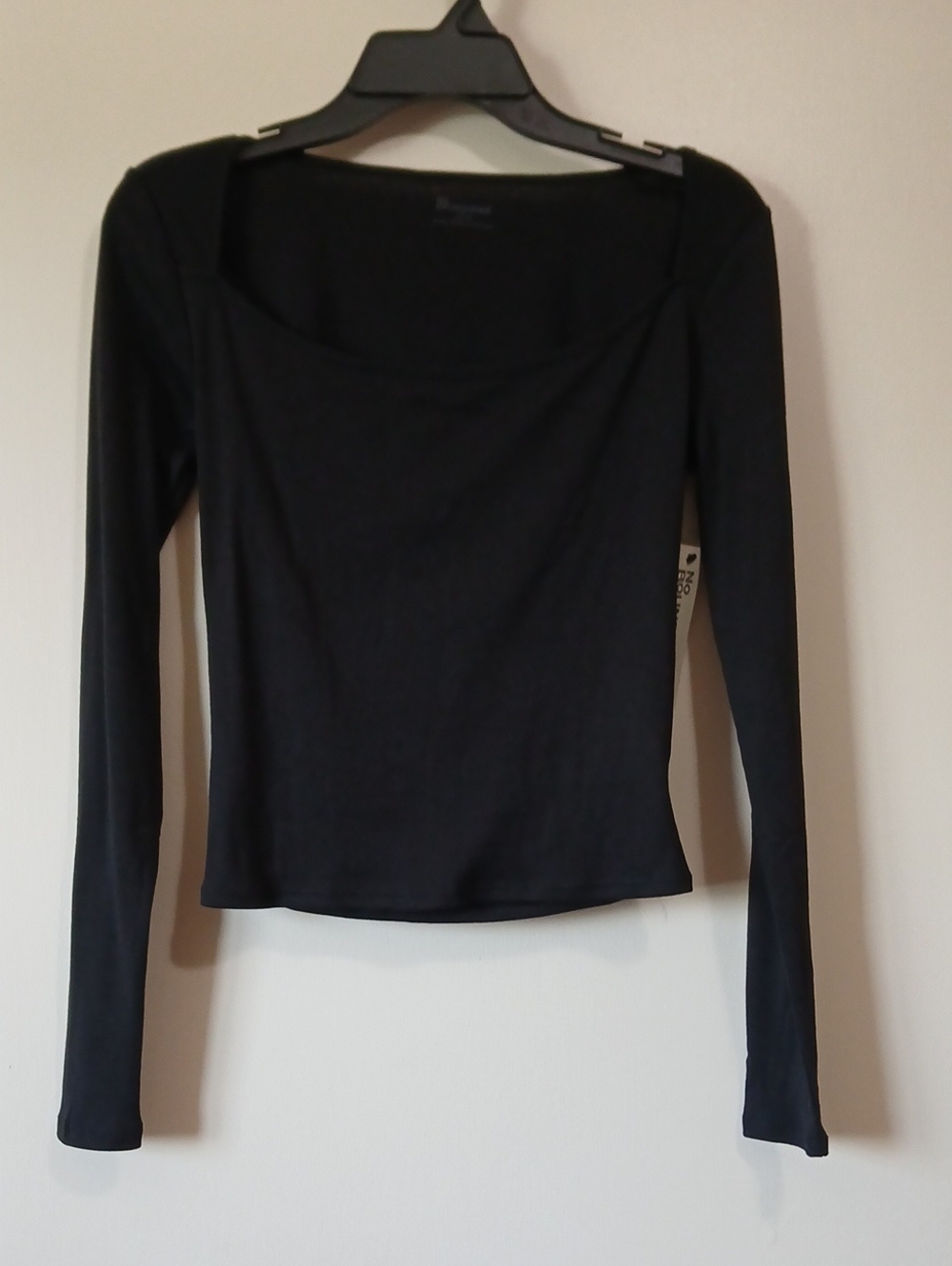 No Boundaries Black Long-Sleeve Square Neck Top